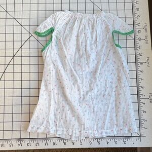 Vintage Baby Girl Summer Top – Sheer Cotton Gauze with Floral Print & Green Trim